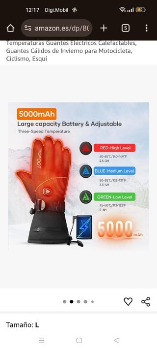 Guantes térmicos moto 5000mAh Talla - L