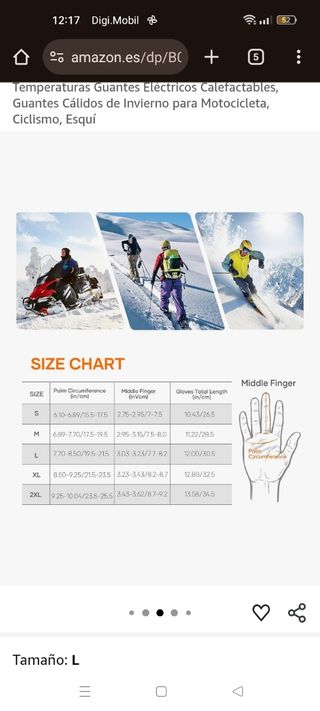 Guantes térmicos moto 5000mAh Talla - L