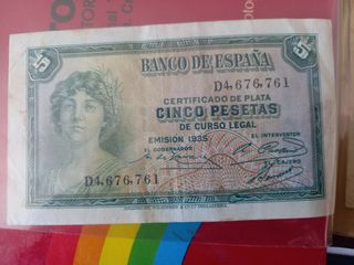 Billete 5 Pesetas España 1935