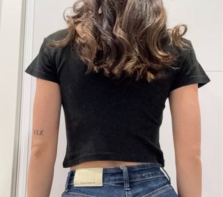 Top negro manga corta