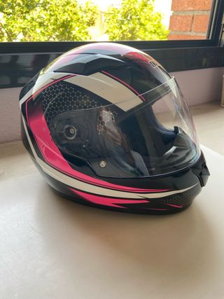 Casco moto UNIK negro-rosa