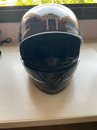 Casco moto UNIK negro-rosa