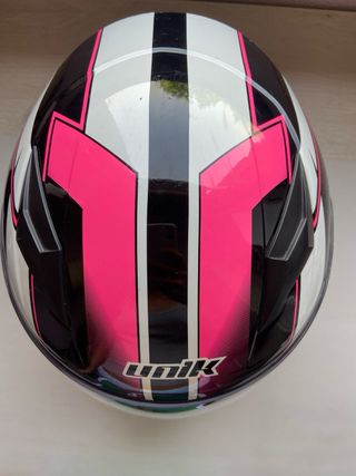 Casco moto UNIK negro-rosa