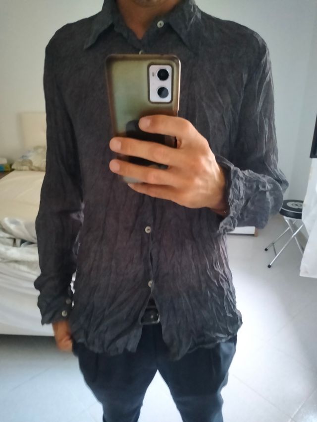 Camicia Uomo Grigia Manica Lunga