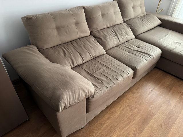 Sofá chaise longue beige