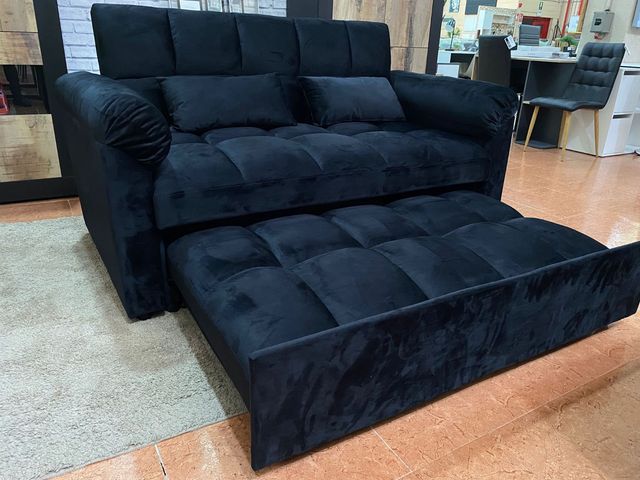 Sofá cama terciopelo negro