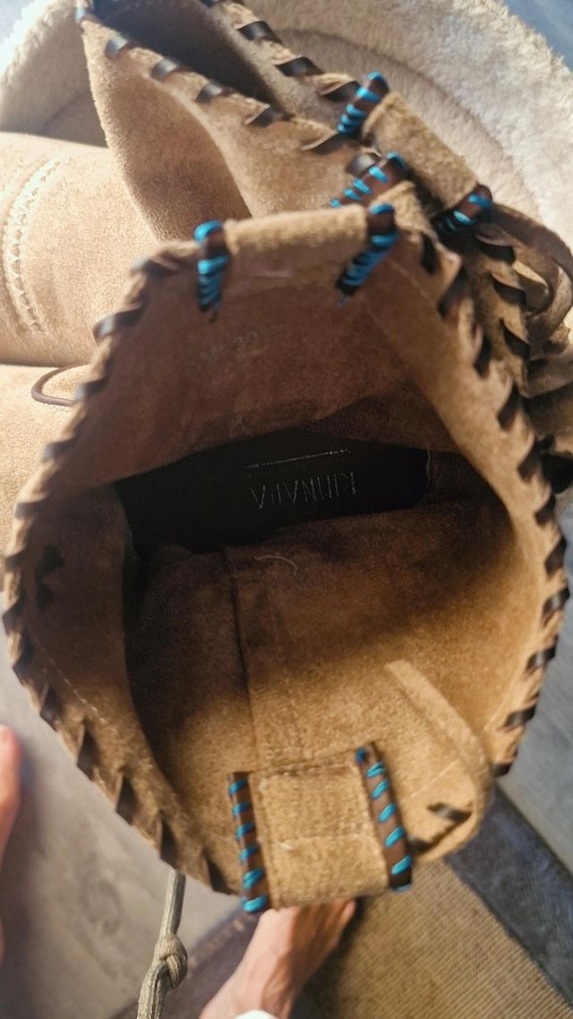 Botines beige flecos boho