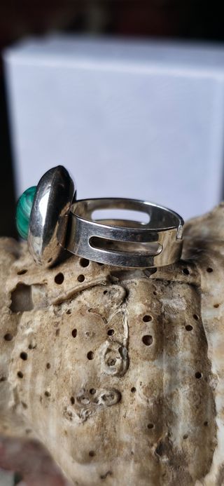 Anillo plata malaquita años 70