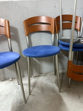 4 sillas metal y madera