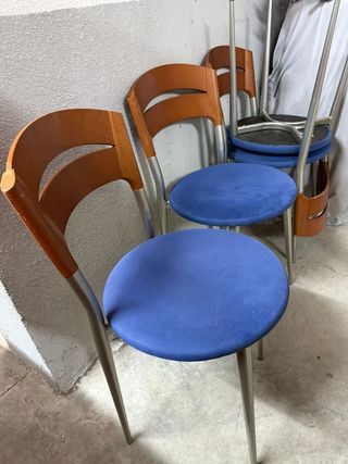 4 sillas metal y madera