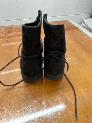 Botines ante negro con cordones mujer -talla 38