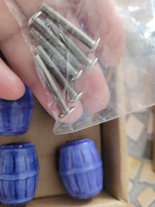 6 Tiradores Cerámica Barril - Azules