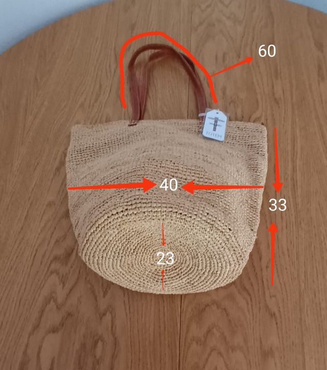 REBAJADO Bolso rafia playero beige grande