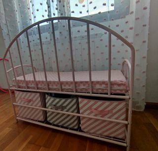 Banco infantil rosa almacenaje