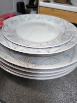 Vajilla porcelana flores - 3 piezas