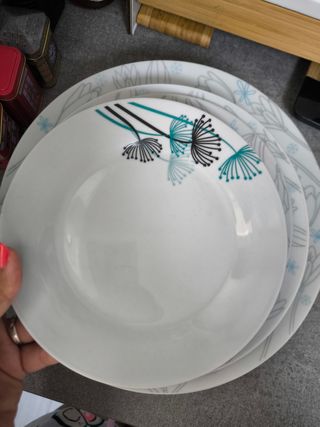 Vajilla porcelana flores - 3 piezas