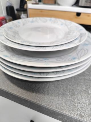 Vajilla porcelana flores - 3 piezas