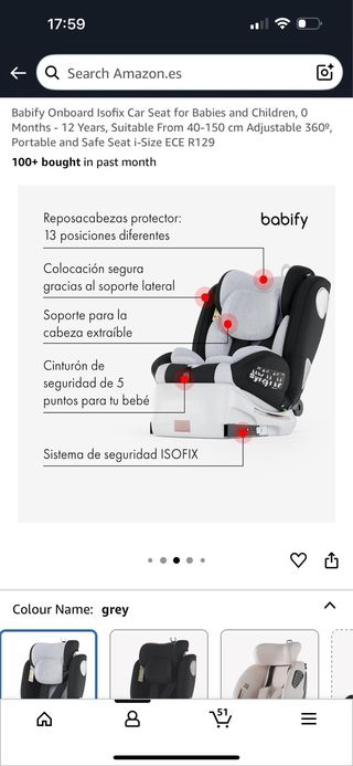 Silla coche ISOFIX gris
