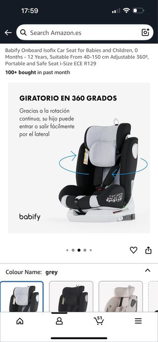 Silla coche ISOFIX gris