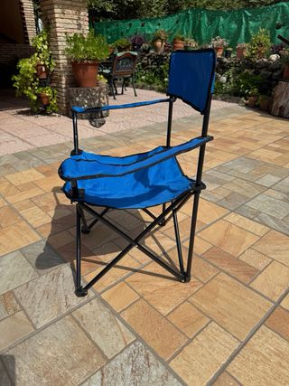 Silla camping plegable azul y verde