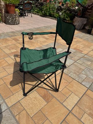 Silla camping plegable azul y verde