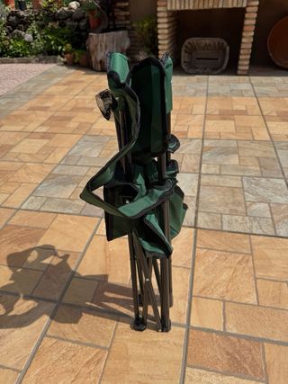 Silla camping plegable azul y verde