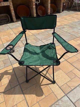 Silla camping plegable azul y verde