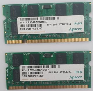 2x RAM Apacer 2GB PC2-5300
