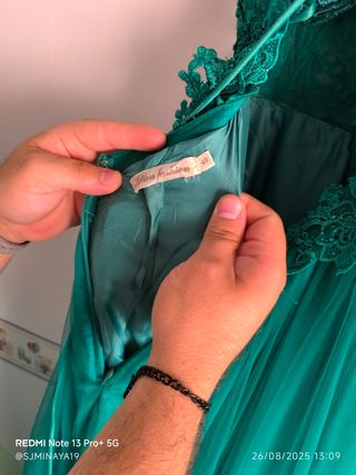 Vestido largo verde botella
