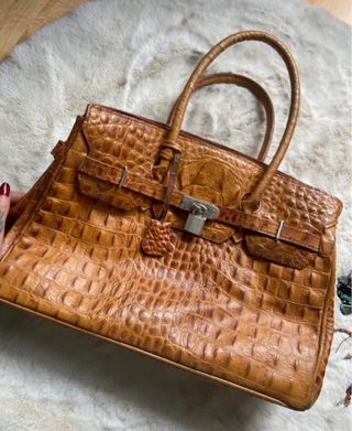 Bolso piel marrón genuine leather
