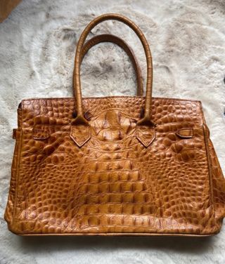 Bolso piel marrón genuine leather