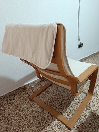 Sillón relax beige y madera