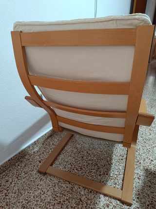 Sillón relax beige y madera