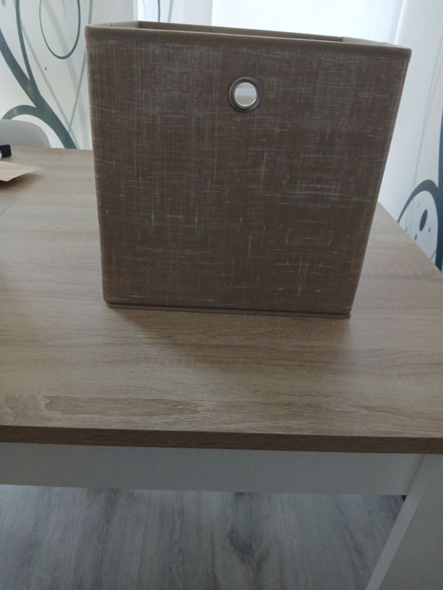 Caja almacenaje tela marrón