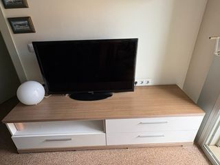 Mueble TV + Estantería blanco/marrón