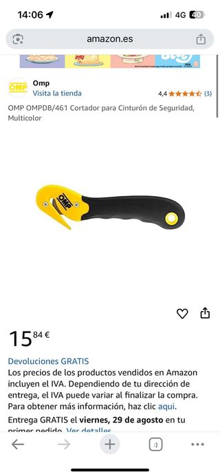 Corta cinturón OMP coche