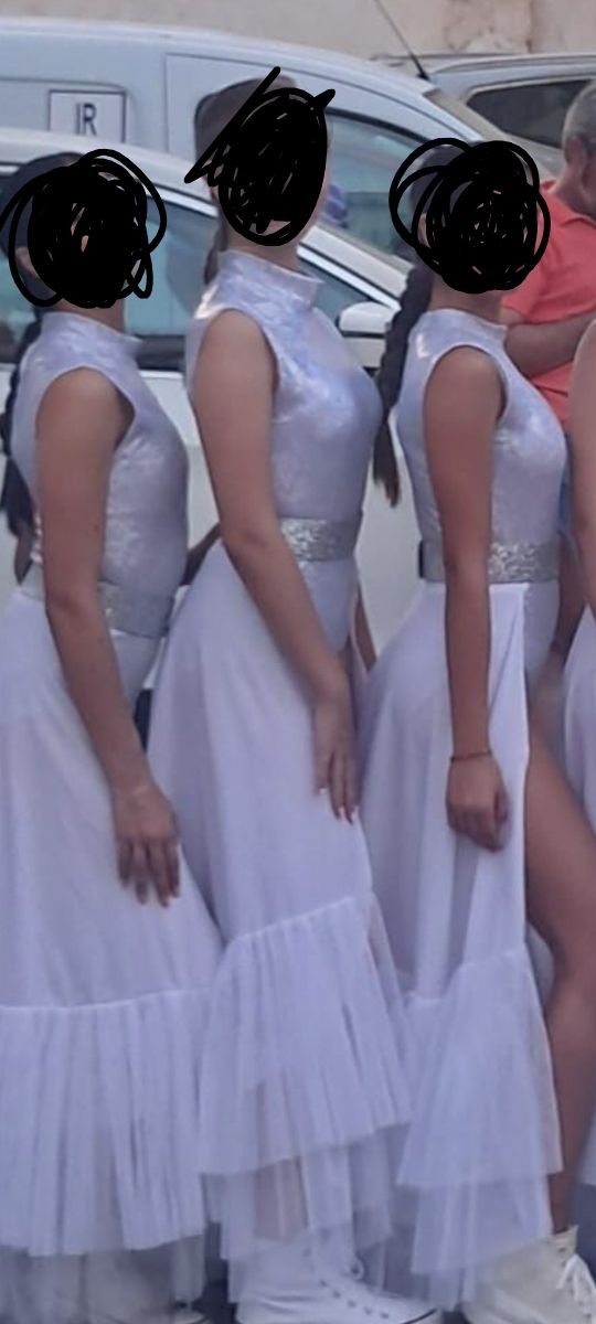 Maillot danza brillo plata- blanco