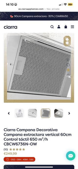 Campana extractora Ciarra 60cm