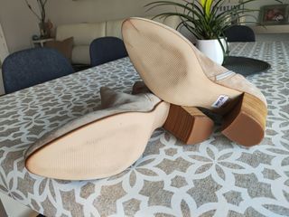 Botines beige piel ante