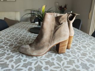 Botines beige piel ante