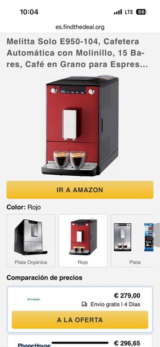 Cafetera Melitta Solo E950 - Roja