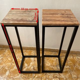 2 Mesitas altas de madera metal