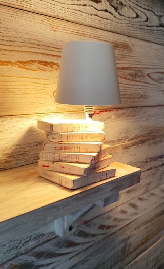 Lampada Tavolo Legno Shabby Chic
