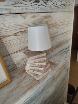 Lampada Tavolo Legno Shabby Chic