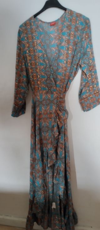 Vestido boho chic turquesa