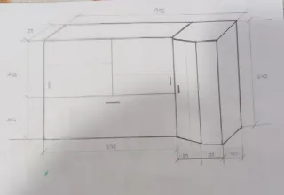 Cama abatible con armario - blanco y Morado