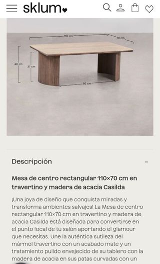 Mesa centro Casilda Sklum 110x70