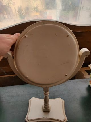Espejo tocador antiguo blanco madera