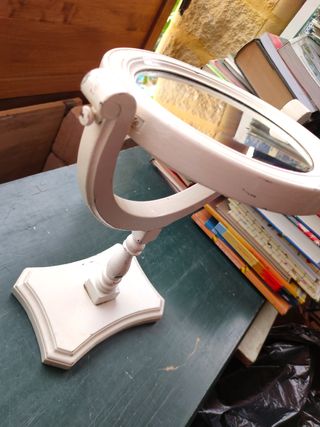 Espejo tocador antiguo blanco madera