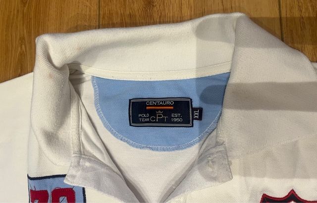 Polo Hombre Blanco c/Rayas - M